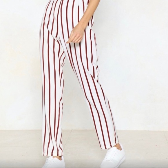 NWOT Nasty Gal You’re Just My Stripe Utility Jumpsuit Size 6 - Picture 4 of 9